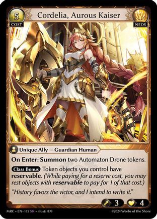 Cordelia, Aurous Kaiser (175) [Mercurial Heart] Foil Grand Archive Single Weebs of the Shore