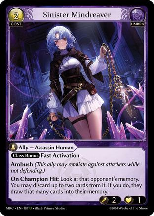 Sinister Mindreaver (187) [Mercurial Heart] Foil Grand Archive Single Weebs of the Shore
