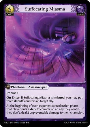 Suffocating Miasma (190) [Mercurial Heart] Foil Grand Archive Single Weebs of the Shore