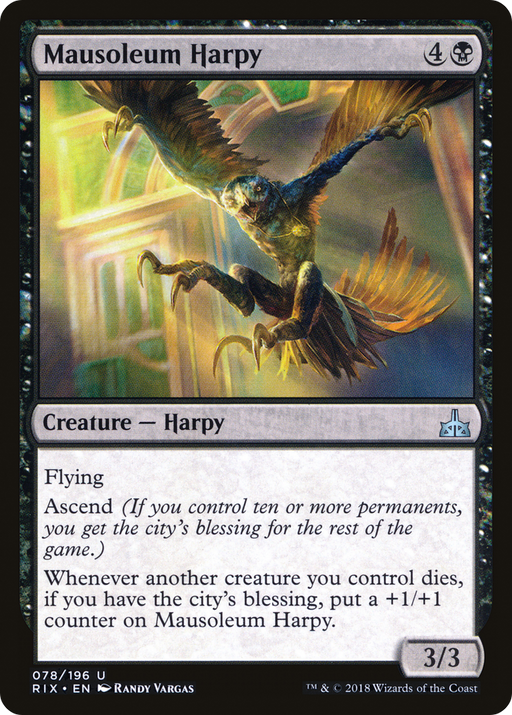 Mausoleum Harpy (RIX-078) [Rivals of Ixalan] MTG Single Wizards of the Coast