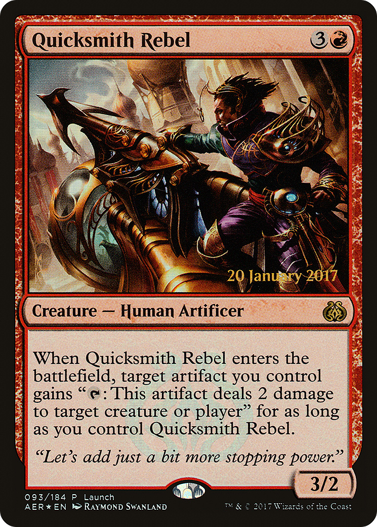 Quicksmith Rebel (LARP-093) [Aether Revolt Promos] Foil MTG Single Wizards of the Coast