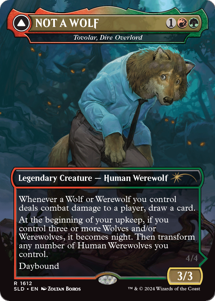 NOT A WOLF - Tovolar, Dire Overlord (SLD-1612) [Secret Lair] Drop (Borderless) Foil MTG Single Wizards of the Coast