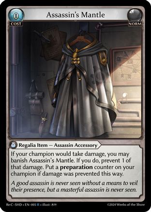 Assassin's Mantle (005) [Tristan ReCollection Shadowdancer] Grand Archive Single Weebs of the Shore