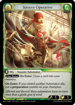 Sirocco Operative (024) [Tristan ReCollection Shadowdancer] Grand Archive Single Weebs of the Shore
