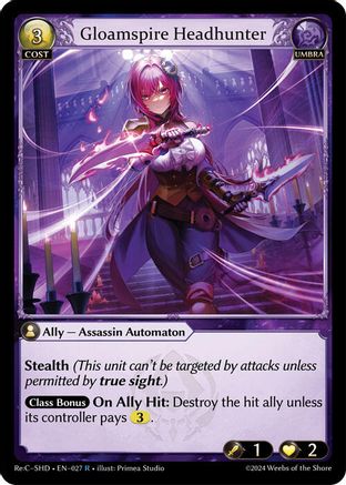 Gloamspire Headhunter (027) [Tristan ReCollection Shadowdancer] Grand Archive Single Weebs of the Shore