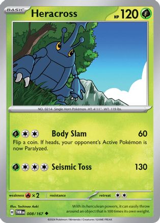 Heracross (8) Reverse Holofoil [SV: Twilight Masquerade] Pokemon Single Pokémon