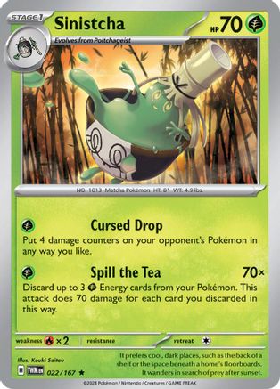 Sinistcha (22) Reverse Holofoil [SV: Twilight Masquerade] Pokemon Single Pokémon