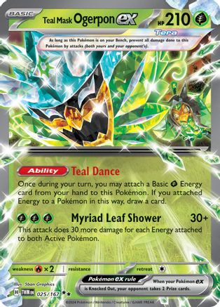 Teal Mask Ogerpon ex - 025/167 Holofoil [SV: Twilight Masquerade] Pokemon Single Pokémon
