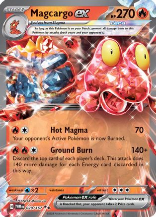 Magcargo ex - 029/167 Holofoil [SV: Twilight Masquerade] Pokemon Single Pokémon
