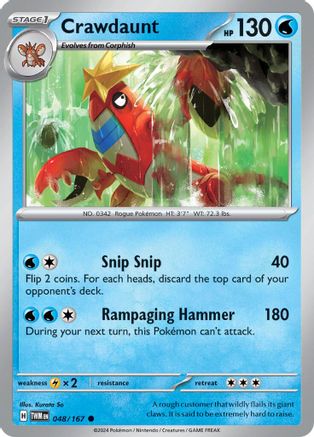 Crawdaunt (48) Reverse Holofoil [SV: Twilight Masquerade] Pokemon Single Pokémon