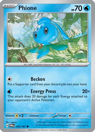Phione - 055/167 Reverse Holofoil [SV: Twilight Masquerade] Pokemon Single Pokémon