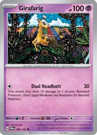 Girafarig (83) Reverse Holofoil [SV: Twilight Masquerade] Pokemon Single Pokémon