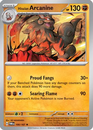 Hisuian Arcanine (100) Reverse Holofoil [SV: Twilight Masquerade] Pokemon Single Pokémon