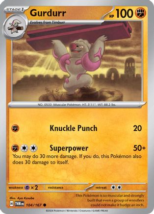 Gurdurr (104) Reverse Holofoil [SV: Twilight Masquerade] Pokemon Single Pokémon