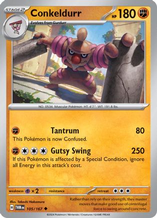 Conkeldurr (105) Reverse Holofoil [SV: Twilight Masquerade] Pokemon Single Pokémon