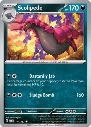Scolipede (117) Reverse Holofoil [SV: Twilight Masquerade] Pokemon Single Pokémon