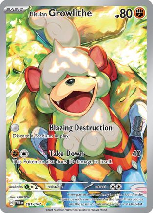 Hisuian Growlithe - 181/167 Holofoil [SV: Twilight Masquerade] Pokemon Single Pokémon