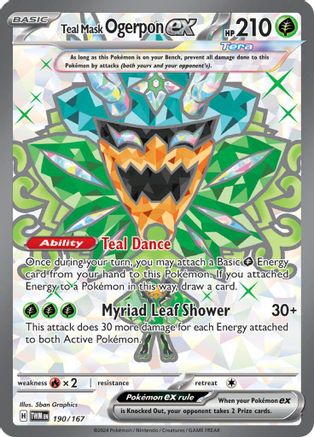 Teal Mask Ogerpon ex - 190/167 Holofoil [SV: Twilight Masquerade] Pokemon Single Pokémon