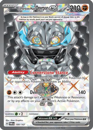 Cornerstone Mask Ogerpon ex - 199/167 Holofoil [SV: Twilight Masquerade] Pokemon Single Pokémon