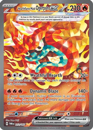 Hearthflame Mask Ogerpon ex - 212/167 Holofoil [SV: Twilight Masquerade] Pokemon Single Pokémon