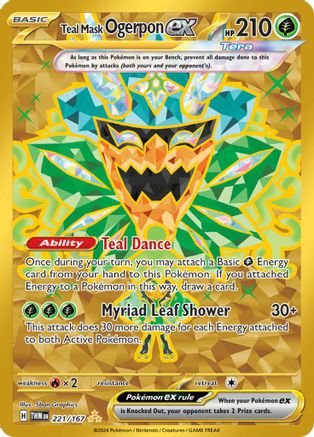 Teal Mask Ogerpon ex - 221/167 Holofoil [SV: Twilight Masquerade] Pokemon Single Pokémon