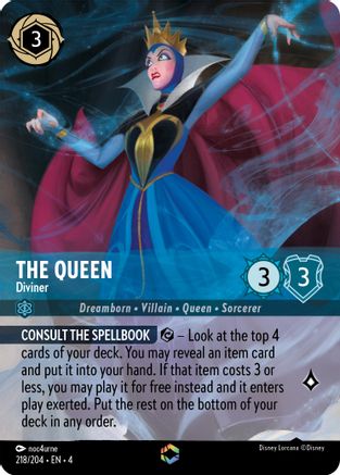 The Queen - Diviner (Enchanted) (218/204) [Ursulas Return] Holofoil Lorcana Single Disney