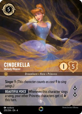 Cinderella - Melody Weaver (Enchanted) (205/204) [Ursulas Return] Holofoil Lorcana Single Disney