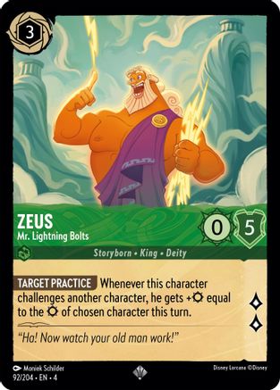 Zeus - Mr. Lightning Bolts (92/204) [Ursulas Return] Lorcana Single Disney