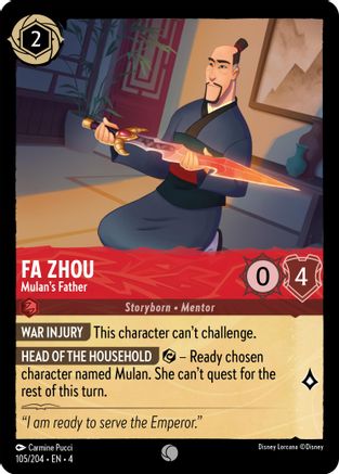 Fa Zhou - Mulan's Father (105/204) [Ursulas Return] Lorcana Single Disney