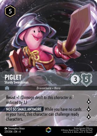 Piglet - Sturdy Swordsman (Enchanted) (221/204) [Ursulas Return] Holofoil Lorcana Single Disney