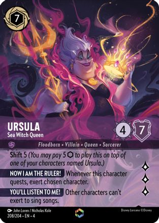 Ursula - Sea Witch Queen (Enchanted) (208/204) [Ursulas Return] Holofoil Lorcana Single Disney