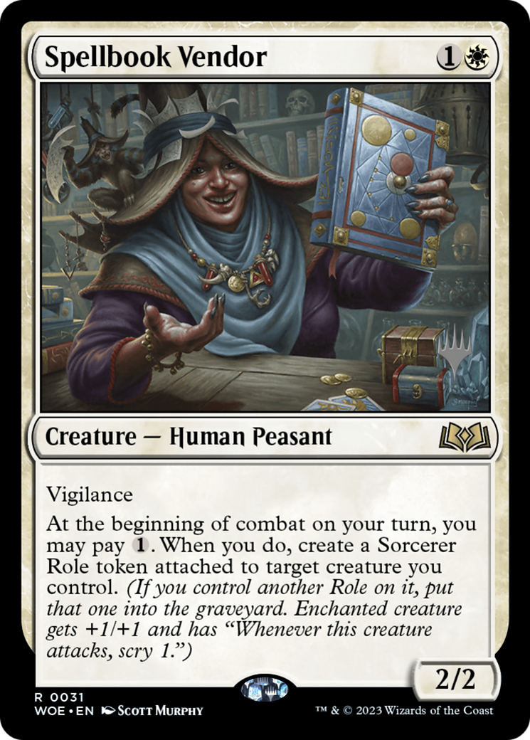Spellbook Vendor (PPWOE-031) [Wilds of Eldraine Promos] Foil MTG Single Wizards of the Coast