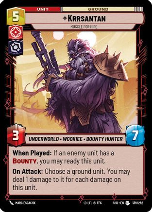Krrsantan - Muscle for Hire (139/262)[Shadows of the Galaxy] Foil Star Wars: Unlimited Single Disney