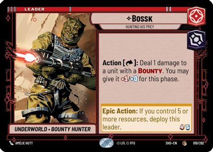 Bossk - Hunting His Prey (010/262)[Shadows of the Galaxy] Star Wars: Unlimited Single Disney