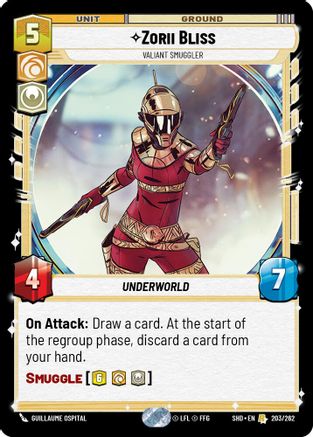 Zorii Bliss - Valiant Smuggler (203/262)[Shadows of the Galaxy] Foil Star Wars: Unlimited Single Disney