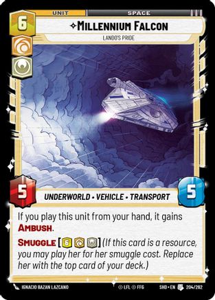 Millennium Falcon - Lando's Pride (204/262)[Shadows of the Galaxy] Foil Star Wars: Unlimited Single Disney
