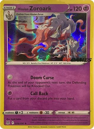 Hisuian Zoroark - 076/196 (EB Games Exclusive) Holofoil [Misc: Cards & Products] Pokemon Single Pokémon