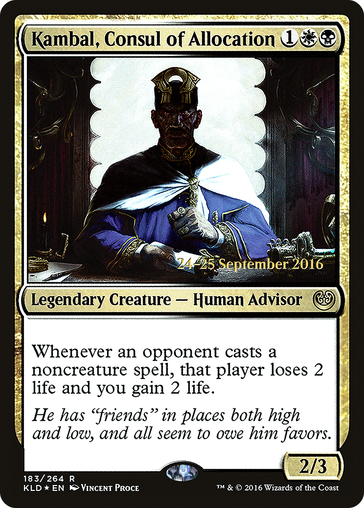 Kambal, Consul of Allocation (PRE-183) [Kaladesh Promos] Foil MTG Single Wizards of the Coast