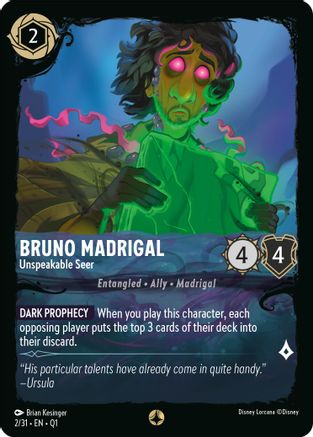 Bruno Madrigal - Unspeakable Seer (2/31) [Illumineers Quest Deep Trouble] Lorcana Single Disney