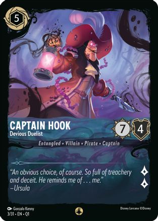 Captain Hook - Devious Duelist (3/31) [Illumineers Quest Deep Trouble] Lorcana Single Disney