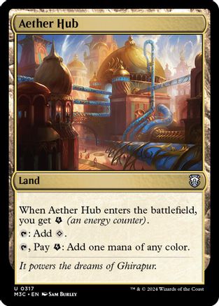 Aether Hub (Ripple Foil) (M3C-317) [Modern Horizons 3 Commander] Foil MTG Single Wizards of the Coast