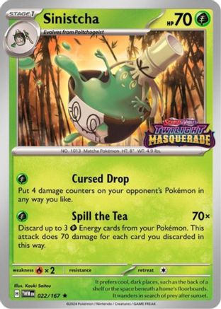 Sinistcha - 022/167 (Prerelease) Holofoil [Promos: SV Promo Cards] Pokemon Single Pokémon
