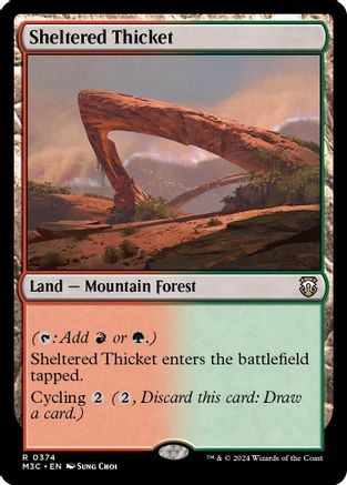 Sheltered Thicket (Ripple Foil) (M3C-374) [Modern Horizons 3 Commander] Foil MTG Single Wizards of the Coast