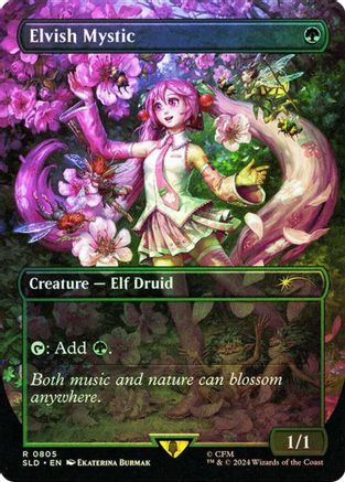 Elvish Mystic (0805) (Rainbow Foil) (SLD-805) [Secret Lair] Drop Series Foil MTG Single Wizards of the Coast