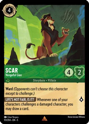 Scar - Vengeful Lion (93/204) [Shimmering Skies] Cold Foil Lorcana Single Disney