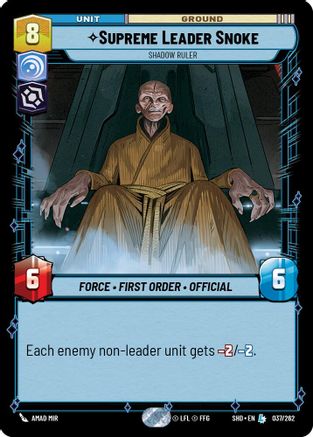 Supreme Leader Snoke - Shadow Ruler (037/262)[Shadows of the Galaxy] Star Wars: Unlimited Single Disney