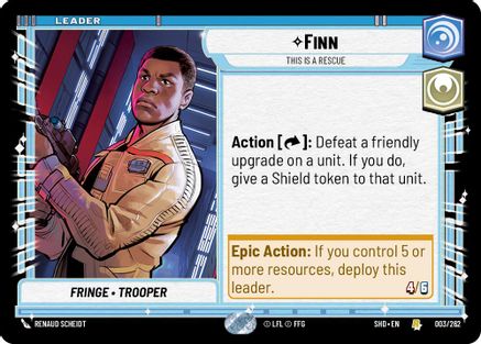 Finn - This is a Rescue (003/262)[Shadows of the Galaxy] Star Wars: Unlimited Single Disney