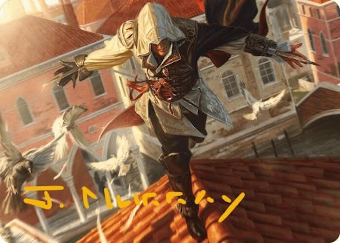 Ezio, Blade of Vengeance Art Card (Gold-Stamped Signature) [Art Series] Assassin's Creed MTG Single Magic: The Gathering