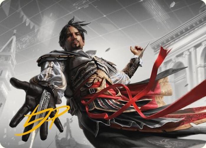 Ezio Auditore da Firenze Art Card (Gold-Stamped Signature) [Art Series] Assassin's Creed MTG Single Magic: The Gathering