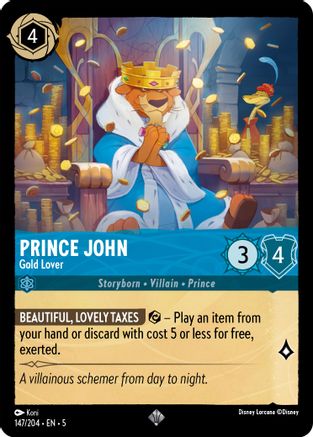 Prince John - Gold Lover (147/204) [Shimmering Skies] Lorcana Single Disney